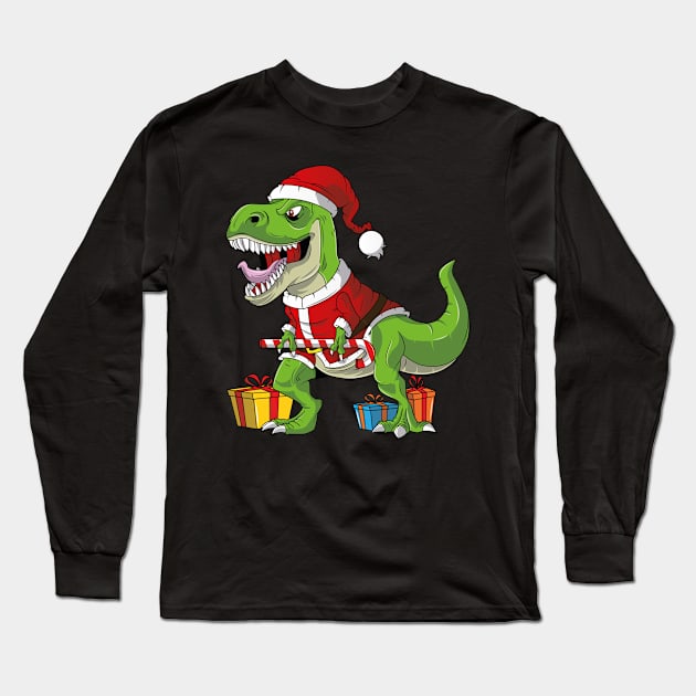 T-Rex Santa Funny Christmas Long Sleeve T-Shirt by trendingoriginals